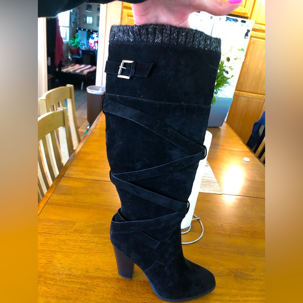 Black high heel boots